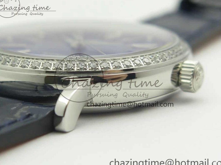 MIROTIME 1224 Fashionable Portofino IW458101 Diamond Bezel SS MK 1:1 Best Edition Blue Dial On Blue Leather Strap MIYOTA 7169